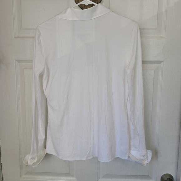 (1332) Calvin Klein Woman's Long Sleeve Blouse, Size: Medium Color: White - Picture 10 of 12